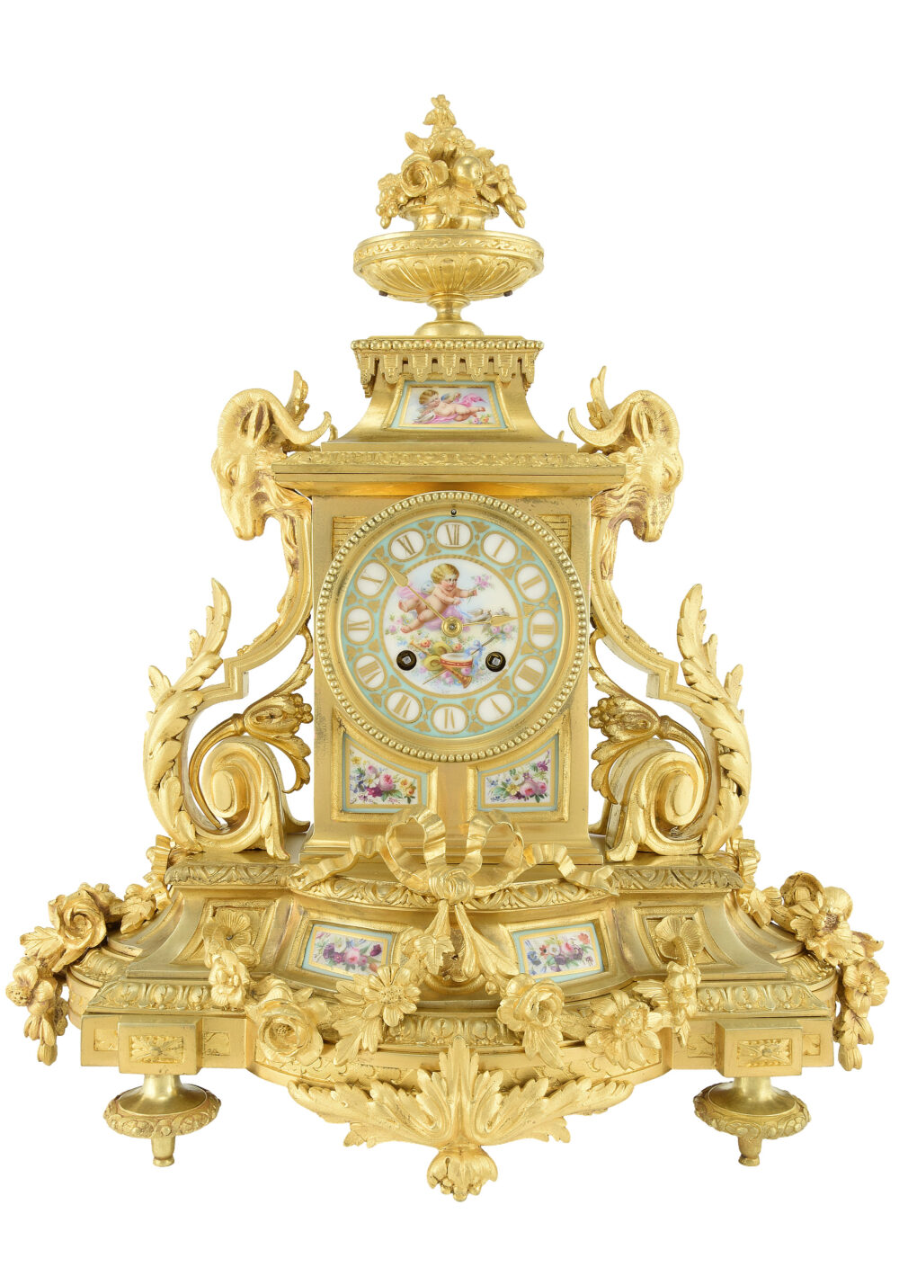 pendule bronze porcelaine (1)