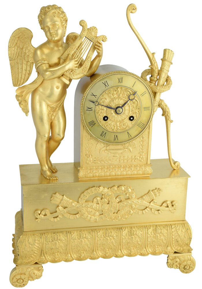 Pendule Amour musicien bronze doré au mercure à l'or – Bild 3