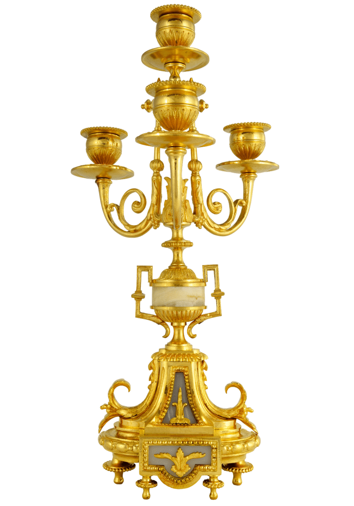 Paire de chandeliers bronze et onyx Napoléon III - Image 7