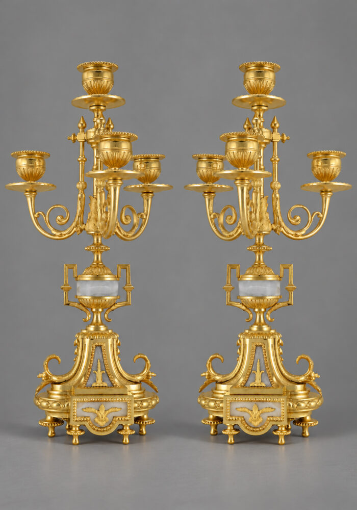 Paire de chandeliers bronze et onyx Napoléon III