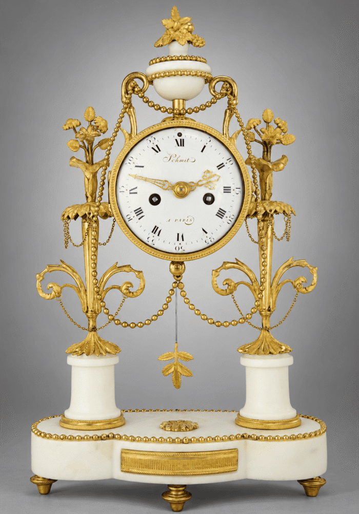 Pendule portique XVIIIème Horloger : SCHIMT 1780
