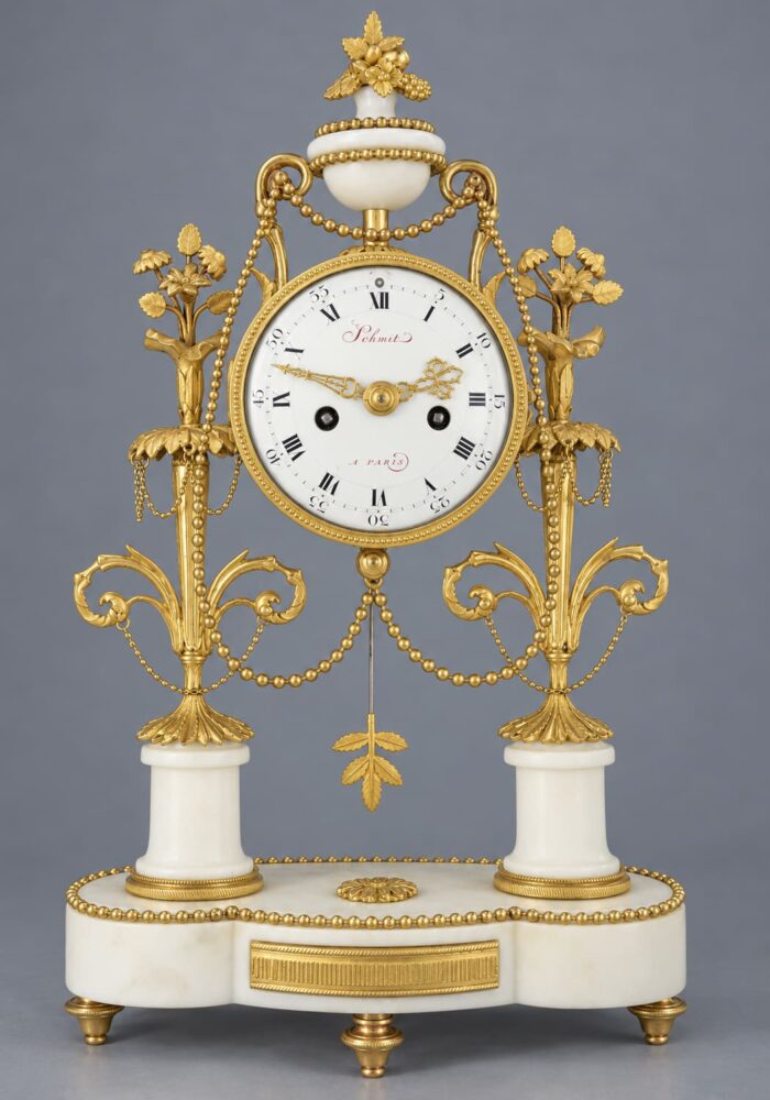 Pendule portique XVIIIème Horloger : SCHIMT 1780