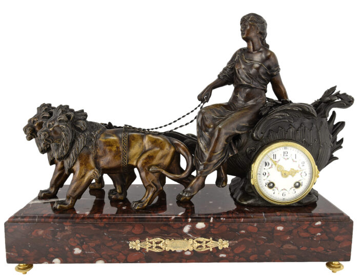 Pendule au char tiré par deux lions début du XXᵉ siècle – Image 3