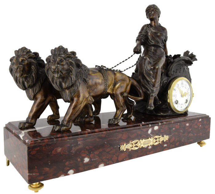 Pendule au char tiré par deux lions début du XXᵉ siècle – Image 4