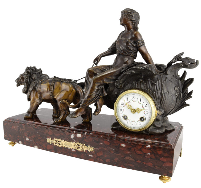 Pendule au char tiré par deux lions début du XXᵉ siècle – Image 5