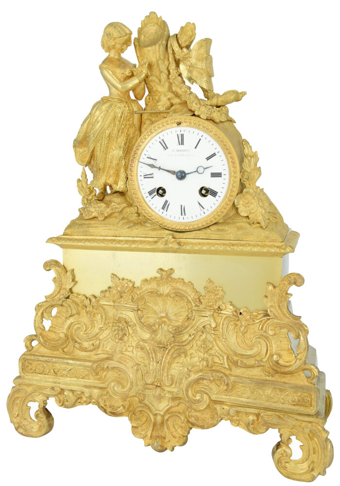 Pendule « La Jeune Fille gravant ses initiales » DETOUCHE 1850