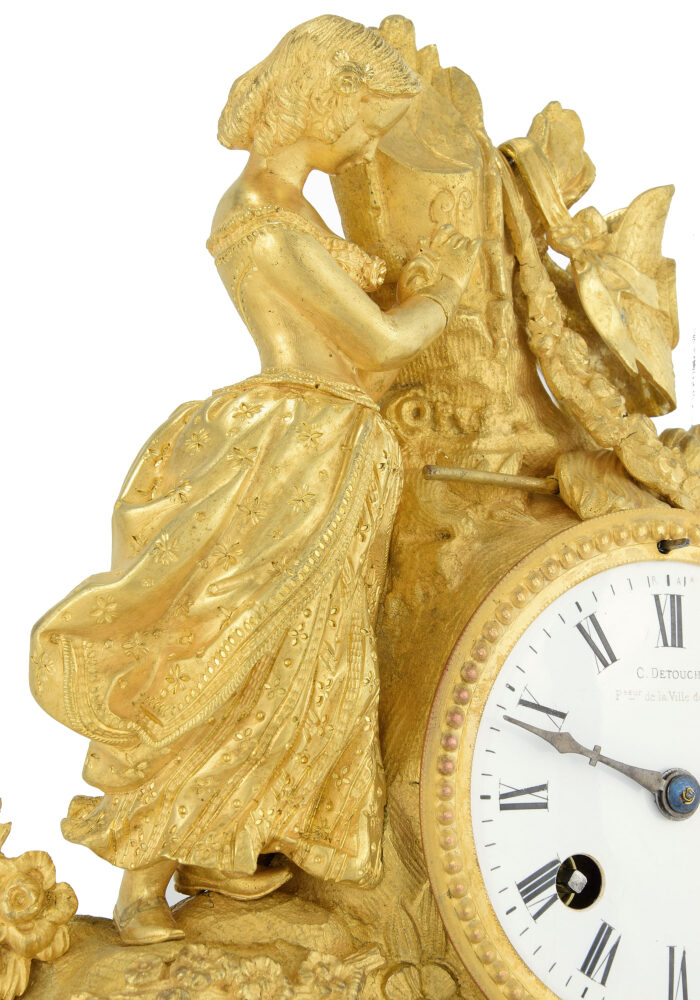 Pendule « La Jeune Fille gravant ses initiales » DETOUCHE 1850 - Image 4